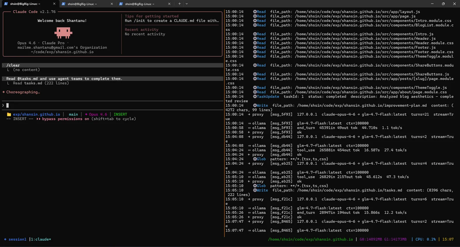 The lead agent reading tasks and beginning to choreograph the team